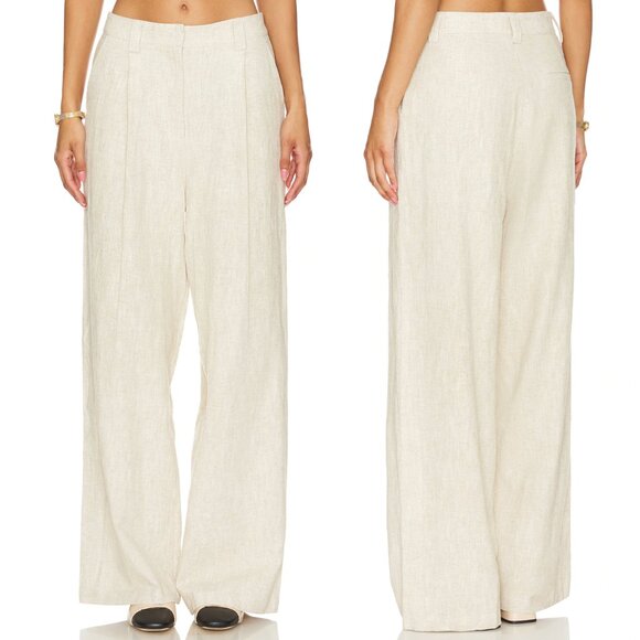 NEW LIONESS La Quinta Pants in Oatmeal Cream Off White Wide Leg Trouser Small S - Picture 2 of 2